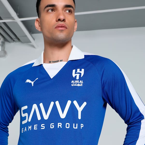 Al Hilal SFC Anniversary Men's Long Sleeve Football Jersey, Blue Intense-PUMA White, extralarge-IND